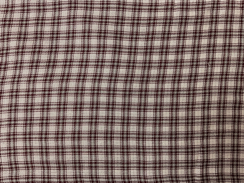 White-Red-Silver Rayon Plaid Twill Woven Fabric