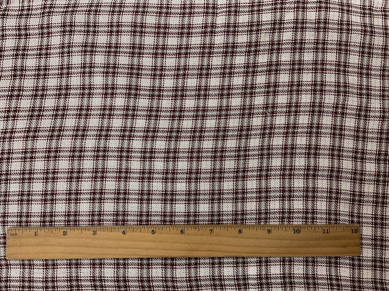 White-Red-Silver Rayon Plaid Twill Woven Fabric