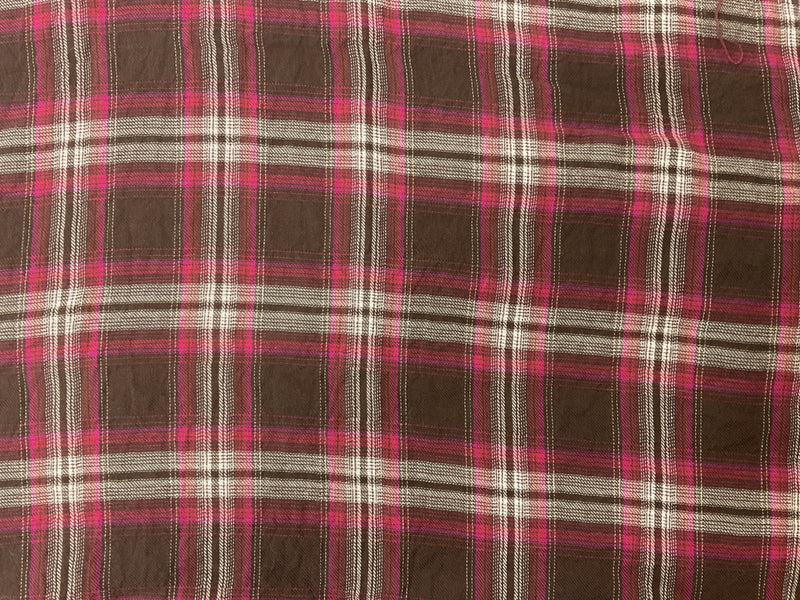 Pink-Brown-Multi Cotton Plaid-Check Twill Woven Fabric