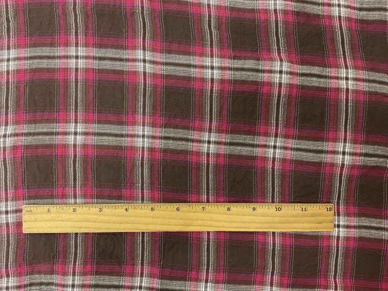 Pink-Brown-Multi Cotton Plaid-Check Twill Woven Fabric