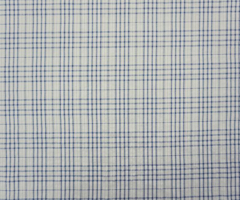 BlueWhite Poly Plaid Madras Woven Fabric