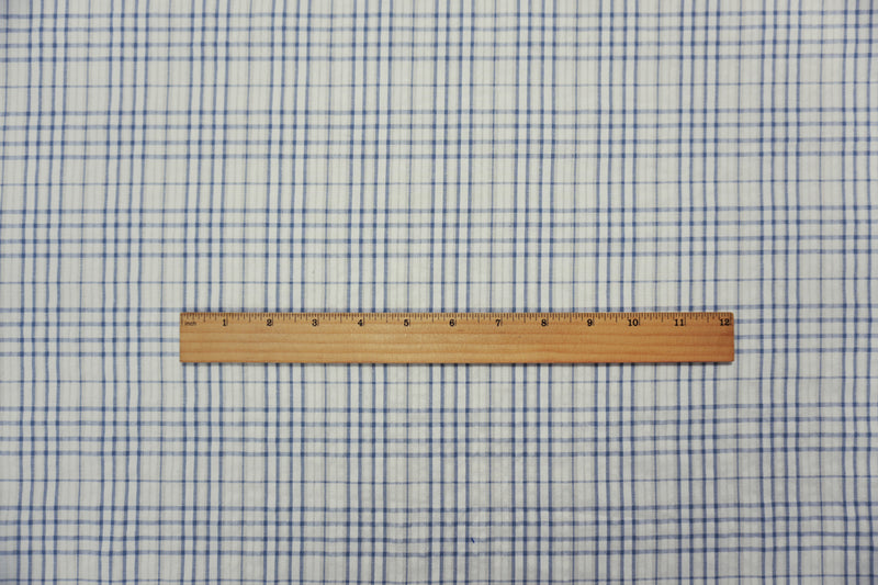 BlueWhite Poly Plaid Madras Woven Fabric