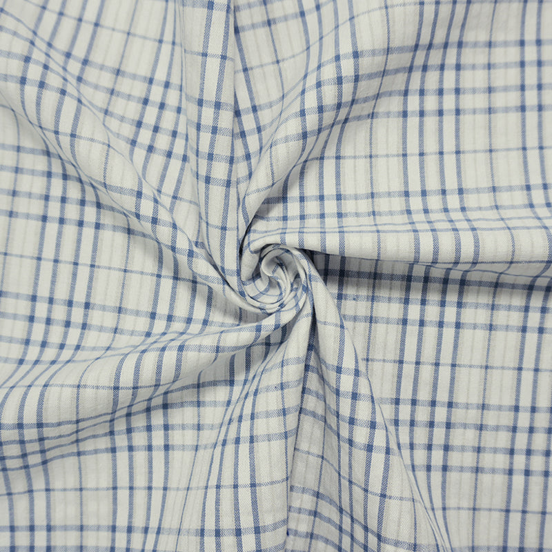 BlueWhite Poly Plaid Madras Woven Fabric