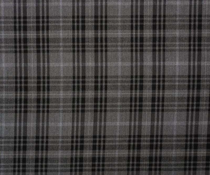 Gray Poly Rayon Spandex Stretch Plaid Twill Woven Fabric