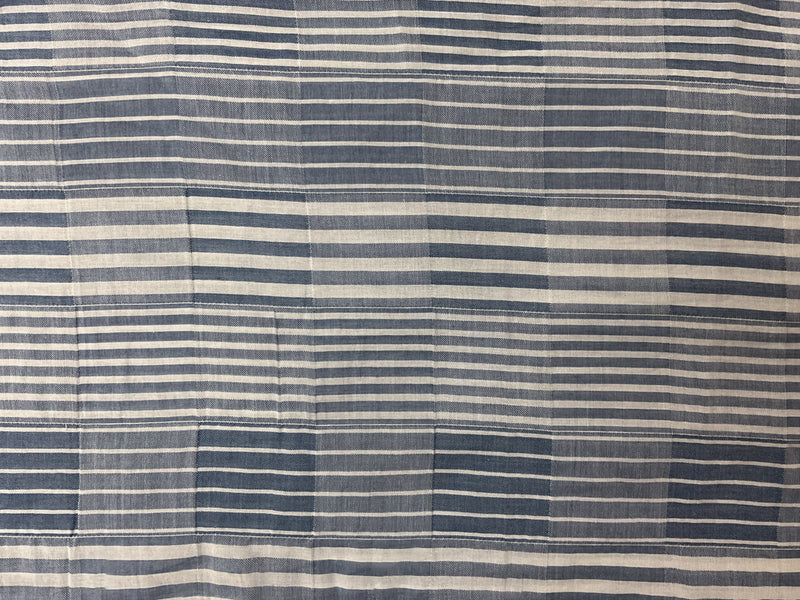 Blue-White Cotton Spandex Stretch Stripe Twill Woven Fabric