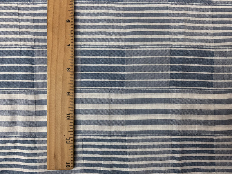 Blue-White Cotton Spandex Stretch Stripe Twill Woven Fabric