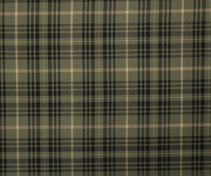 Green-Black Poly Rayon Spandex Stretch Plaid Twill Woven Fabric
