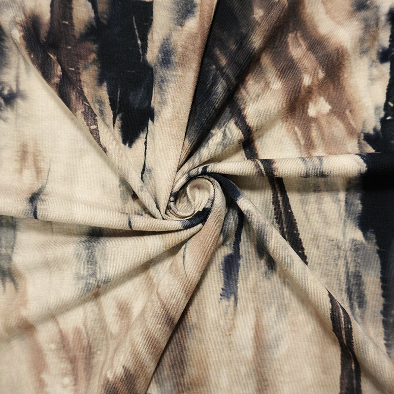 Brown-Black Famous Designer Rayon Tie Dye Jersey Knit Fabric