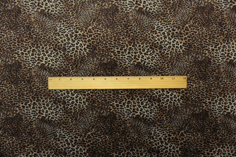 Brown-Multi Famous Designer Poly Spandex Leopard Printed Velour Knit Fabric
