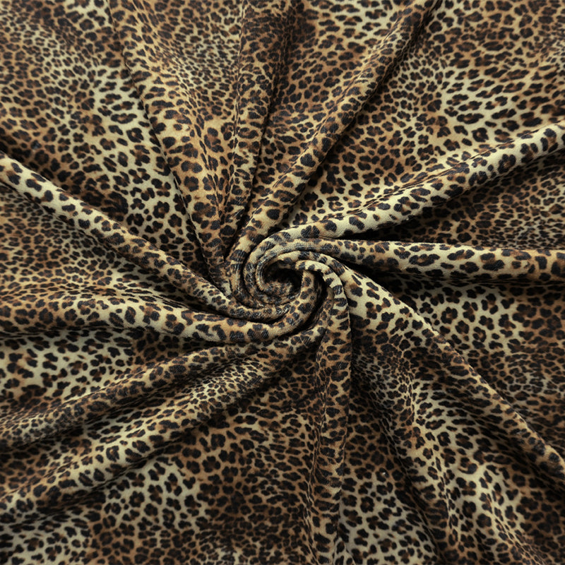Brown-Multi Famous Designer Poly Spandex Leopard Printed Velour Knit Fabric