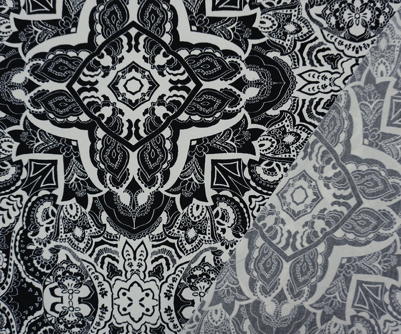 Black-White Famous Designer Poly Floral ITY Jersey Knit Fabric