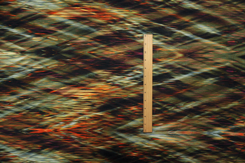 Red-Green-Multi Famous Designer Viscose Abstract Jersey Knit Fabric