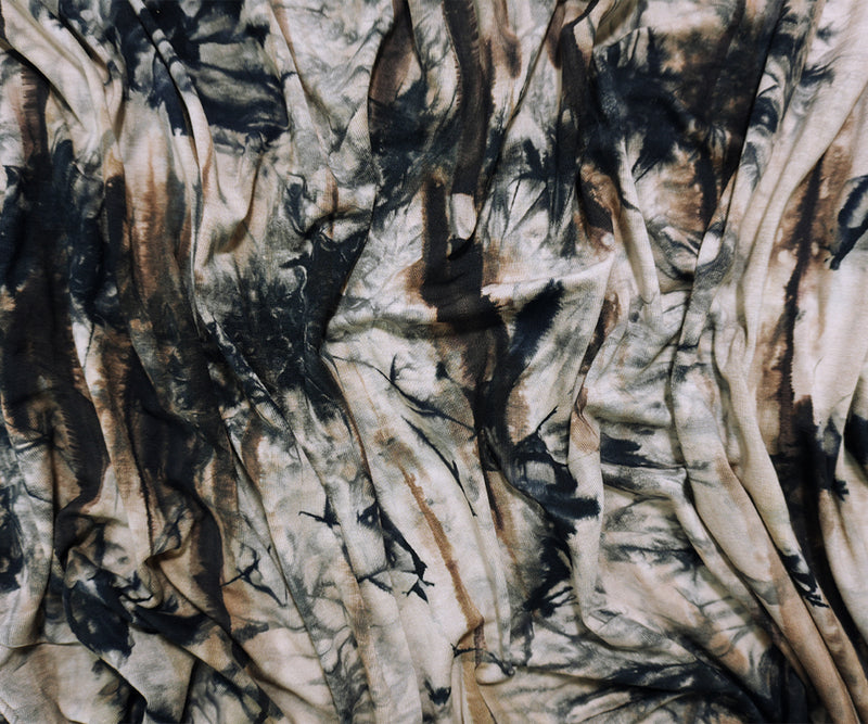 Brown-Black Designer Rayon Tie Dye Printed Jersey Knit Fabric