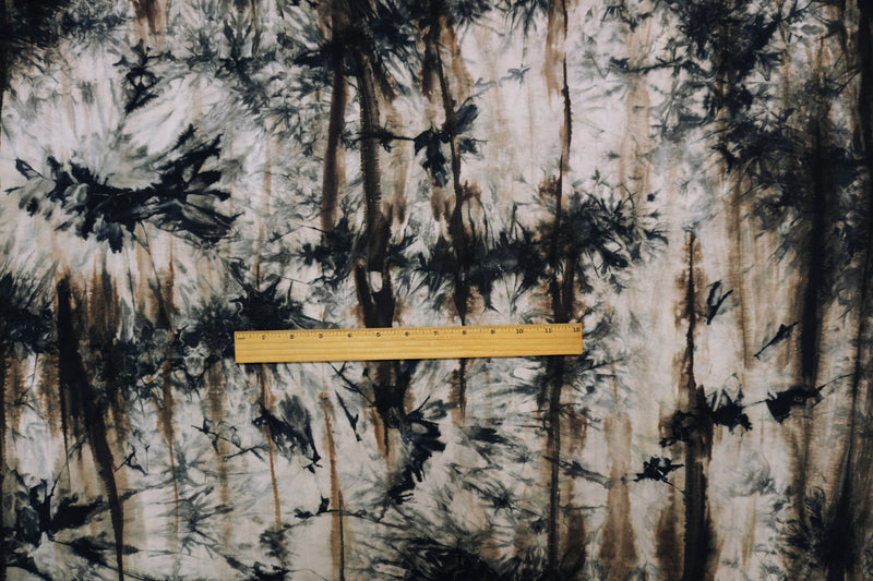 Brown-Black Designer Rayon Tie Dye Printed Jersey Knit Fabric