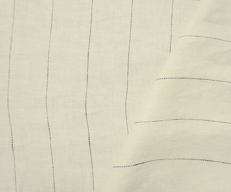 White-Black Famous Designer Linen Stripe Twill Woven Fabric