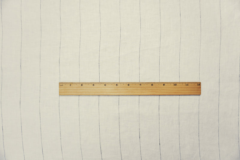 White-Black Famous Designer Linen Stripe Twill Woven Fabric