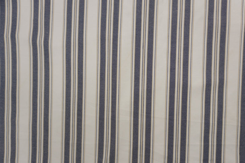 Blue-White Designer Cotton Viscose Stripe Twill Woven Fabric