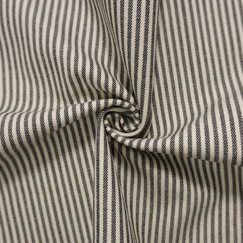 Black-Off-White Designer Viscose Cotton Stripe Twill Woven Fabric