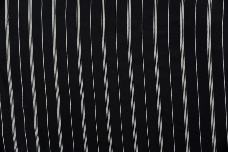 Black-White Designer Poly Viscose Stripe Twill Woven Fabric