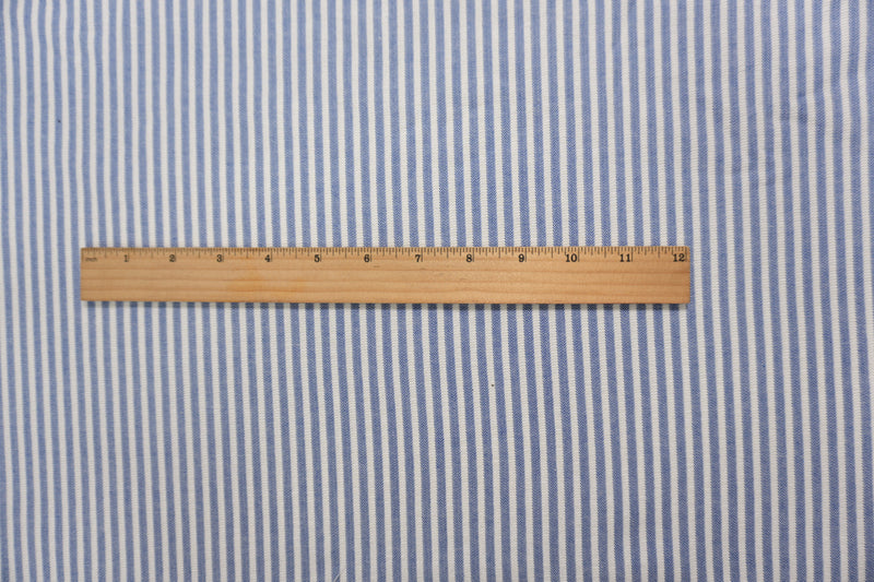 Blue-White Famous Designer Cotton Spandex Stripe Herringbone Twill Woven Fabric