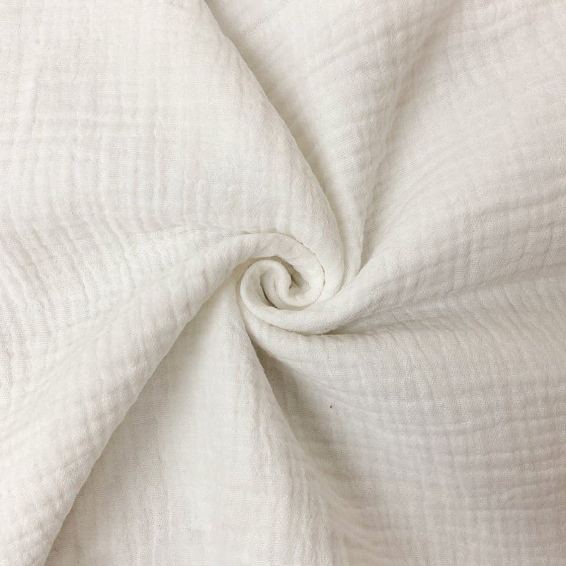 White Famous Designer Cotton Crinkled Double Gauze Woven Fabric