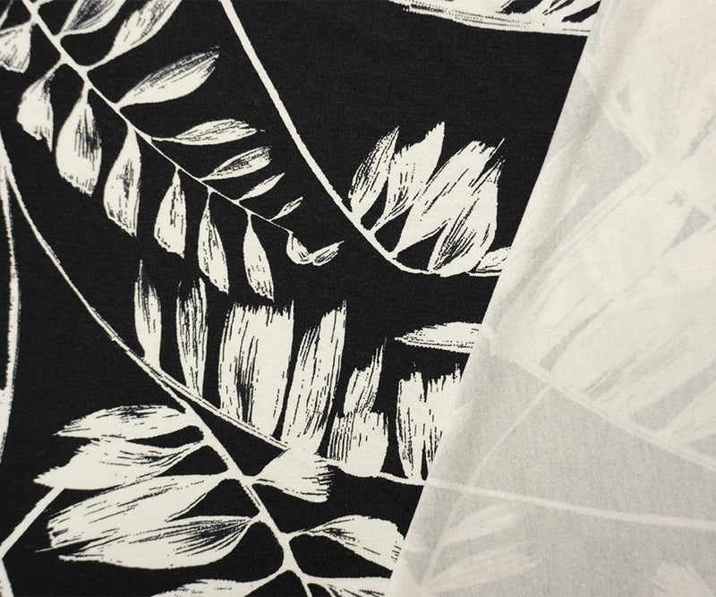 Black-White Famous Designer Viscose Leaves Jersey Knit Fabric