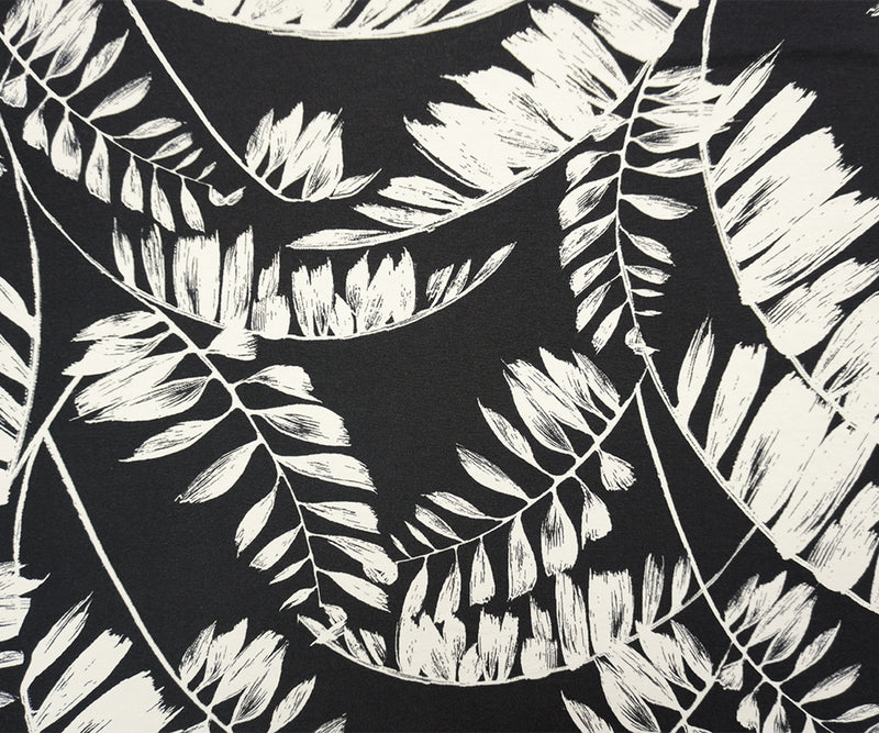 Black-White Famous Designer Viscose Leaves Jersey Knit Fabric