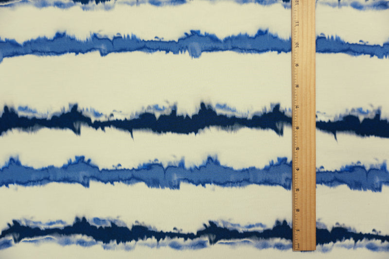 Blue-Multi Famous Designer Viscose Tie Dye Crepe Faille Fabric