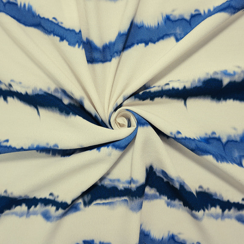 Blue-Multi Famous Designer Viscose Tie Dye Crepe Faille Fabric