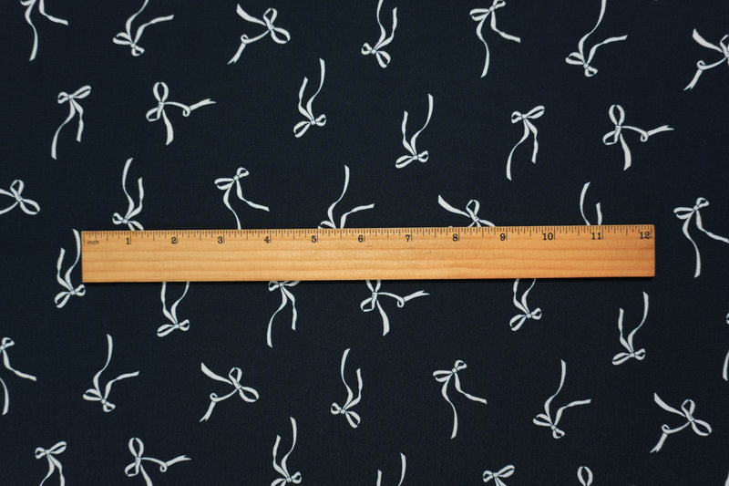Deep Navy-White Famous Designer Viscose Bow Crepe Faille Fabric
