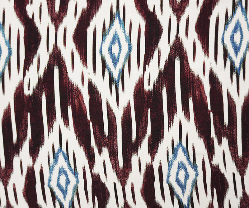 Red-Multi Famous Designer Viscose Ikat Crepe Faille Woven Fabric