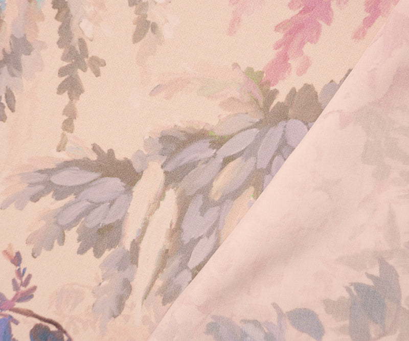 Pink-Multi Famous Designer Viscose Floral Tissue Faille Fabric