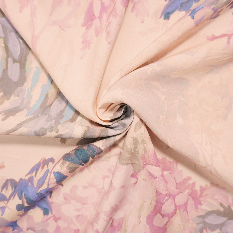 Pink-Multi Famous Designer Viscose Floral Tissue Faille Fabric