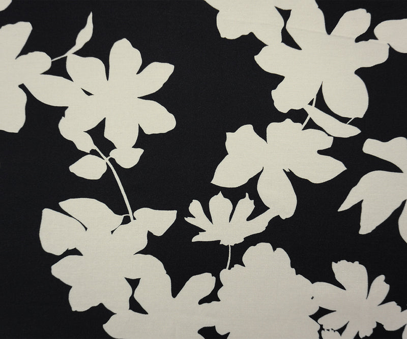 Black-White Famous Designer Viscose Floral Surah Twill Fabric