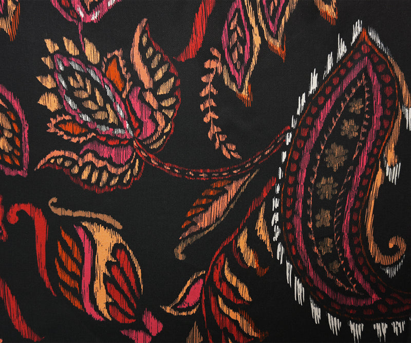 Black-Red Famous Designer Viscose Paisley Satin Woven Fabric