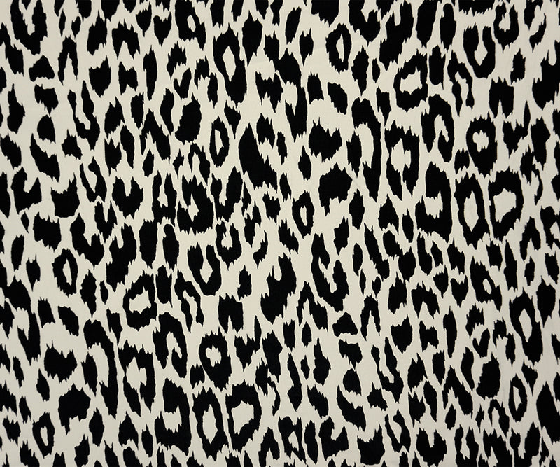 White-Black Famous Designer Viscose Leopard Tissue Faille Fabric