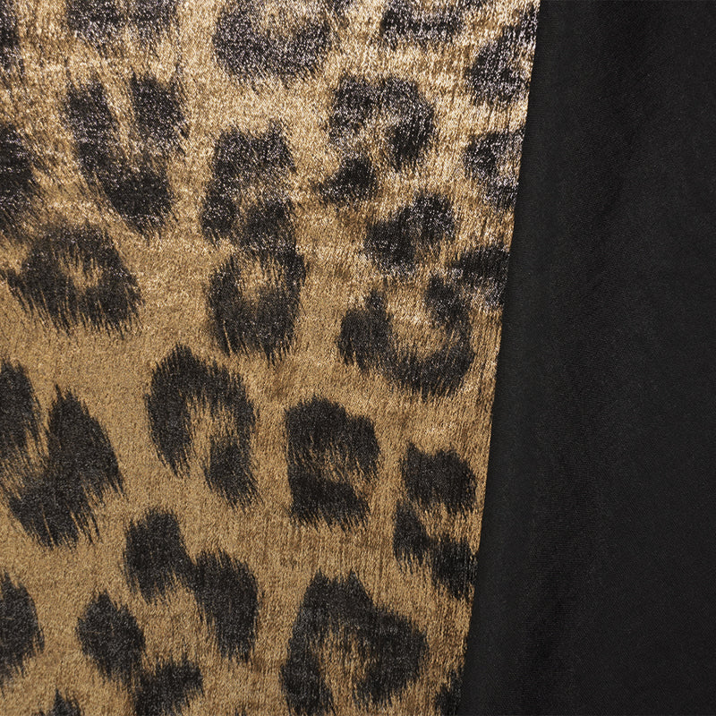Copper-Black Famous Designer Viscose Leopard Printed Satin Woven Fabric