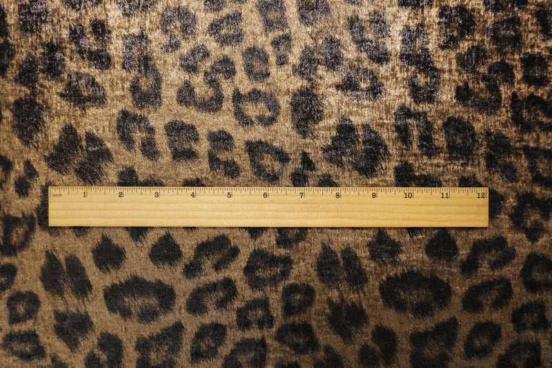 Copper-Black Famous Designer Viscose Leopard Printed Satin Woven Fabric