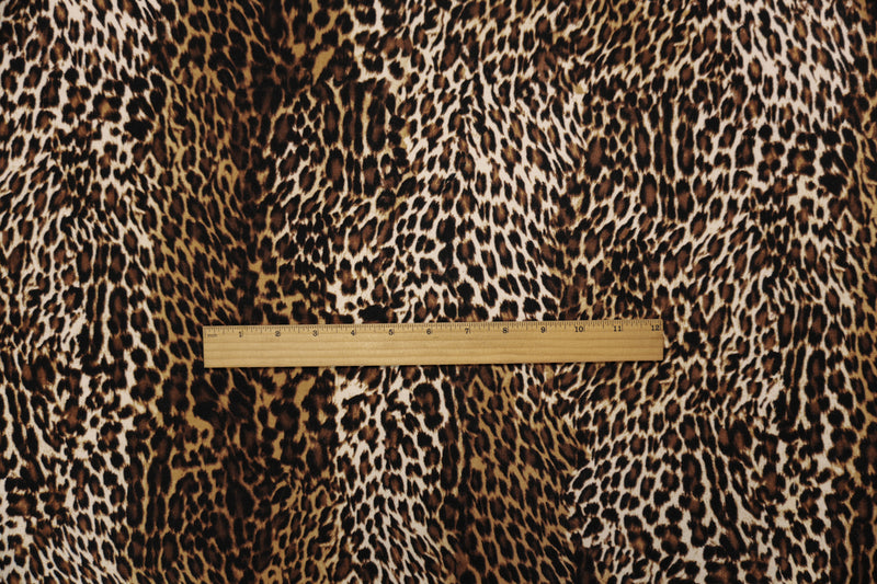 Brown-Multi Famous Designer Rayon Leopard Jersey Knit Fabric