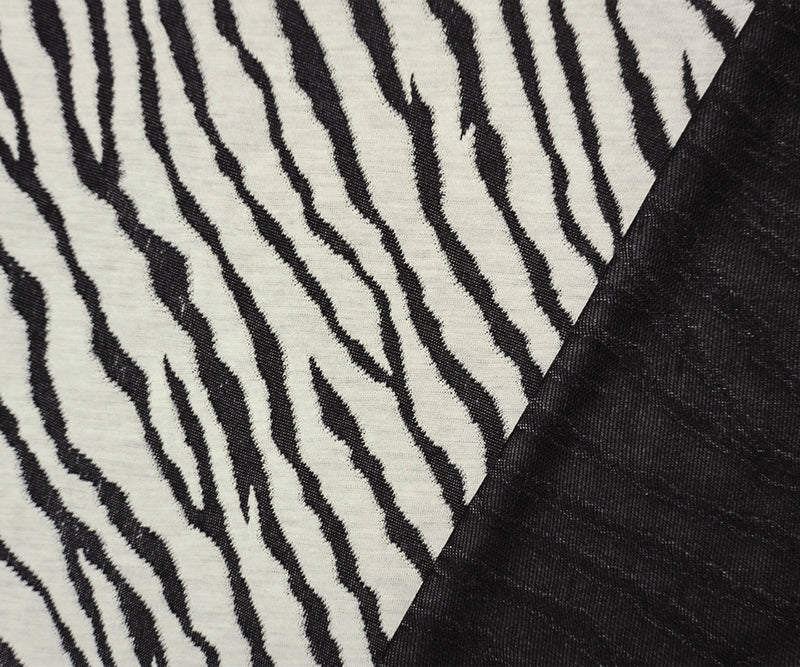 White-Black Famous Designer Poly Rayon Zebra Jacquard Knit Fabric