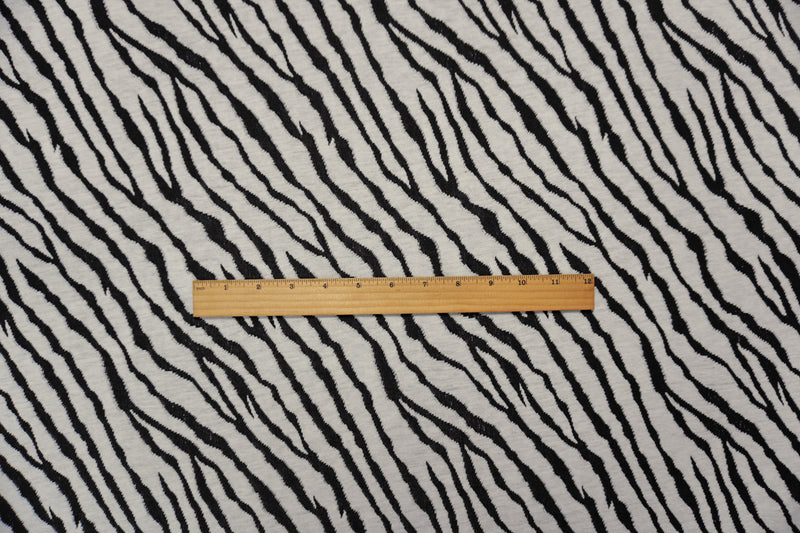 White-Black Famous Designer Poly Rayon Zebra Jacquard Knit Fabric