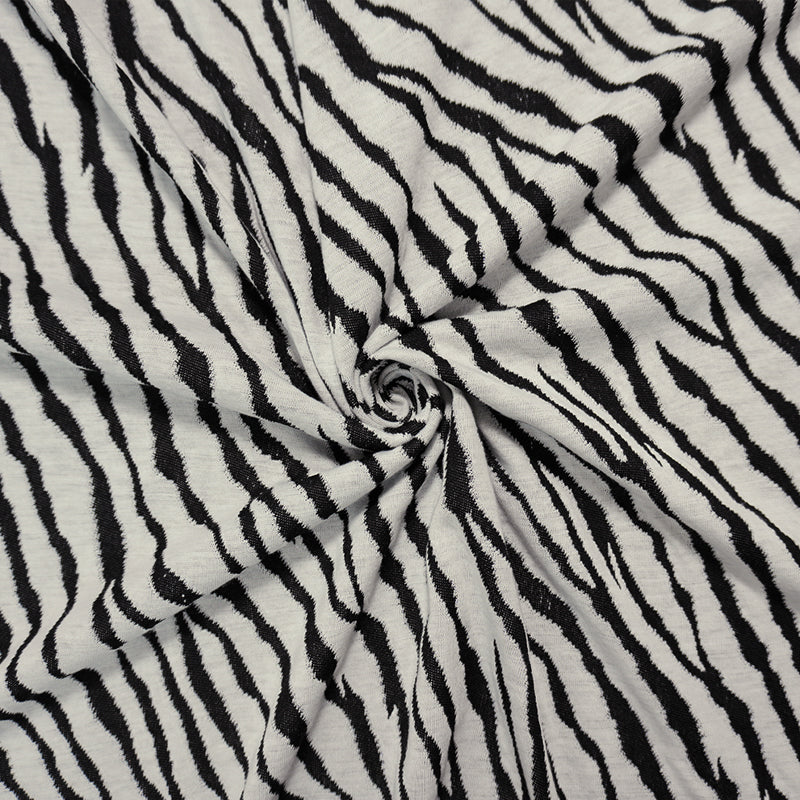 White-Black Famous Designer Poly Rayon Zebra Jacquard Knit Fabric