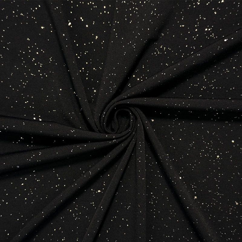 Black-Silver Designer Poly Sparkle Foil ITY Jersey Knit Fabric