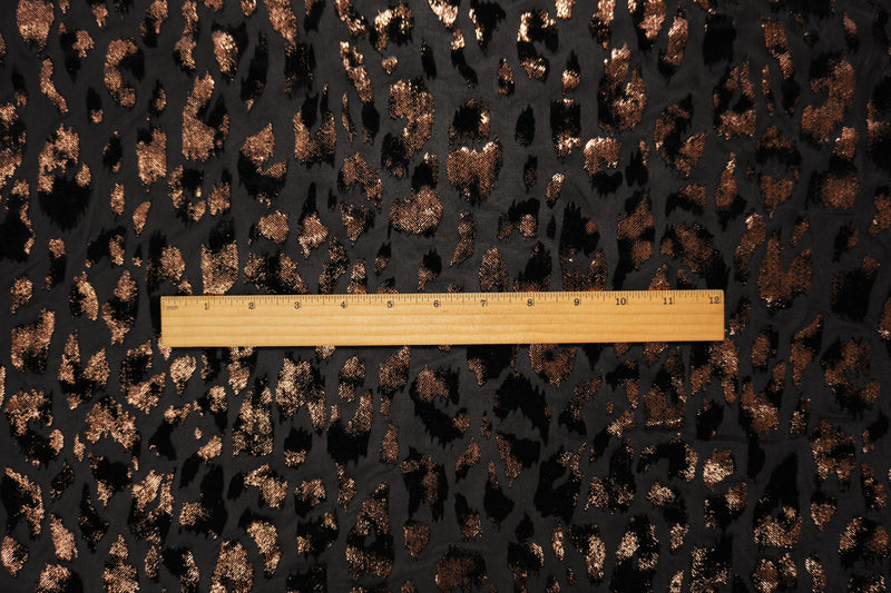 Black-Brown Designer Poly Leopard Burnout Velvet Knit Fabric