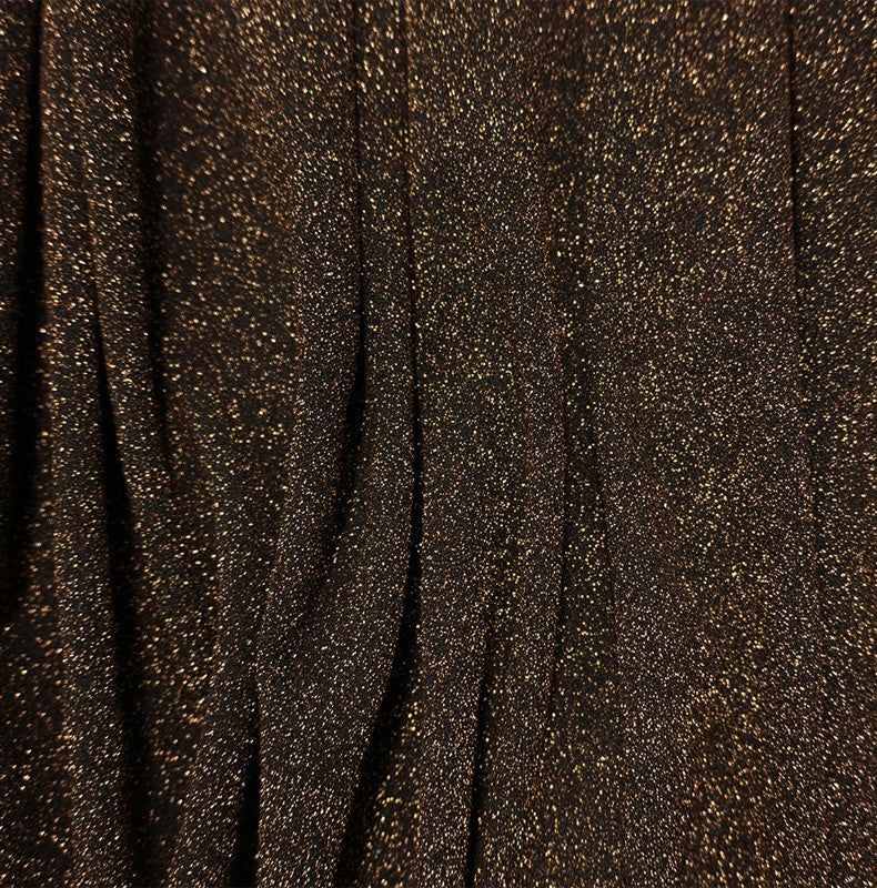 Gold-Black Famous Designer Metallic Poly Texture Knit Fabric