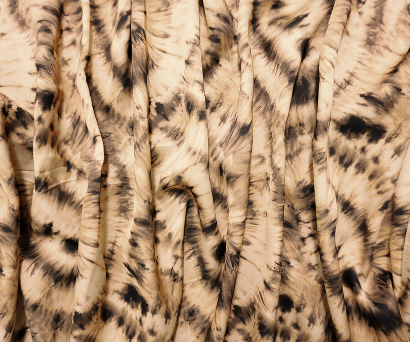 Beige-Multi Designer Viscose Tie Dye Twill Satin Woven Fabric