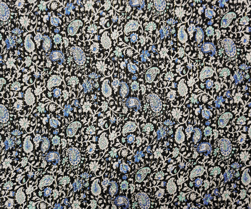 Black-Gold Famous Designer Viscose Paisley Crinkle Chiffon Fabric