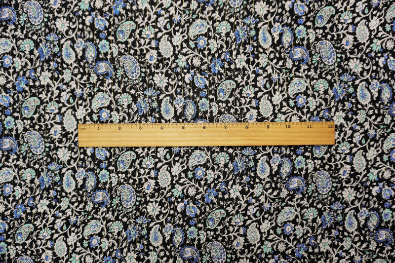 Black-Gold Famous Designer Viscose Paisley Crinkle Chiffon Fabric