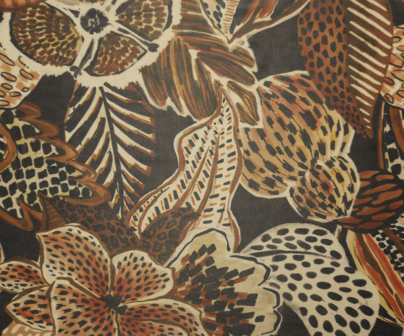 Brown-Multi Famous Designer Poly Floral Stretch Mesh Knit Fabric