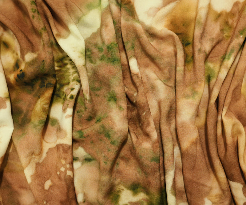 Brown-Beige Famous Designer Viscose Tie Dye Challis Woven Fabric